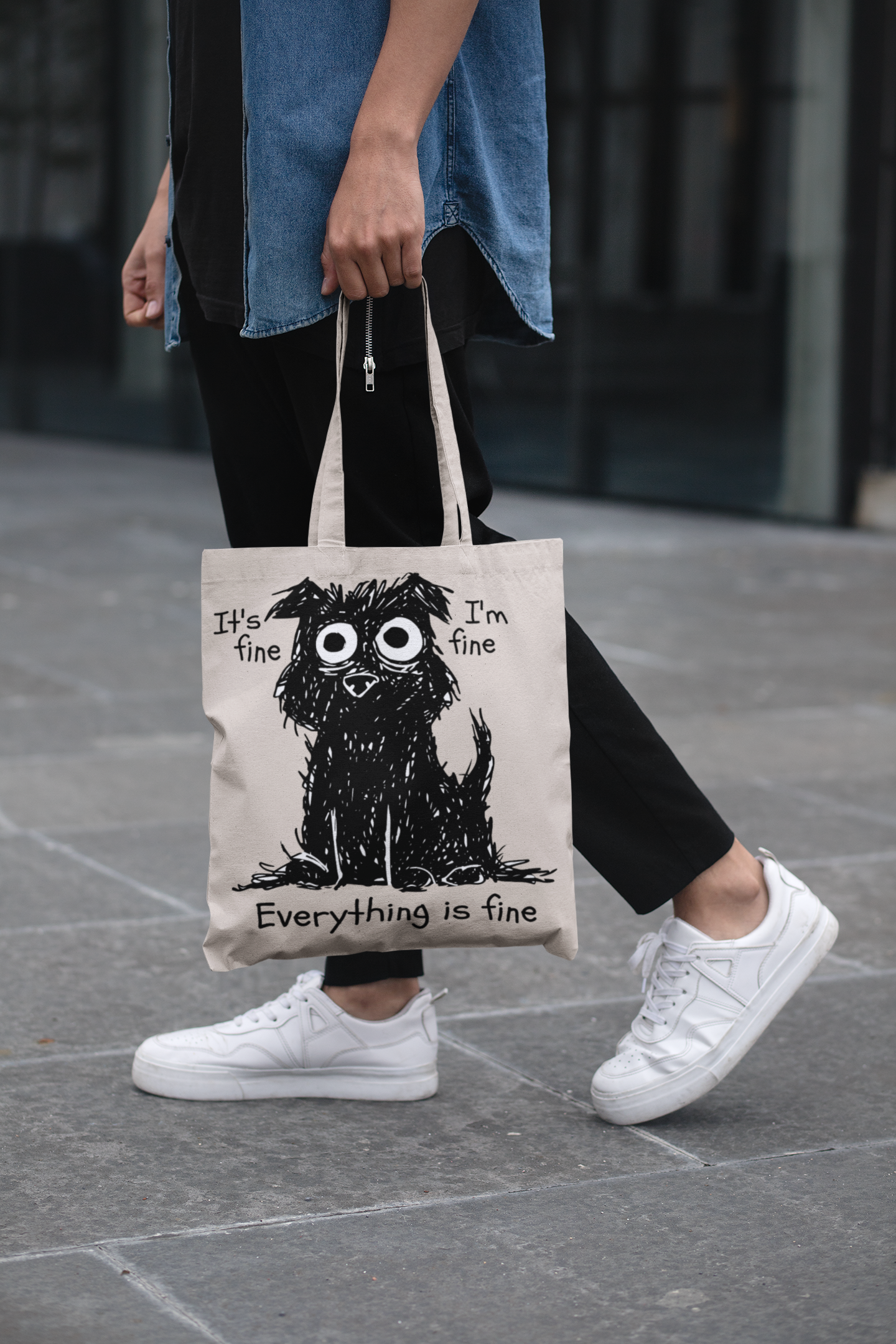 Everything Is Fine - Scruffy Dog Cotton Tote Bag
