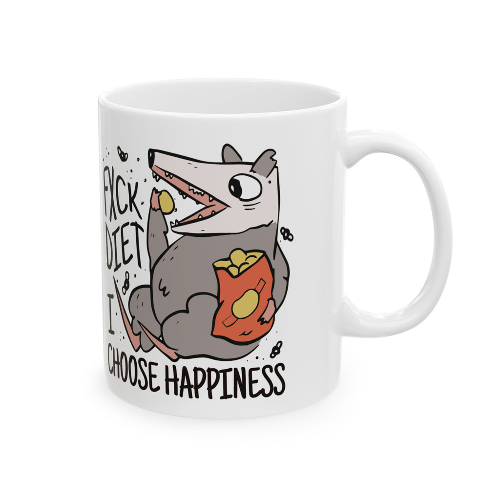 Snackin’ Possum Mug – “Fxck Diet, I Choose Happiness”