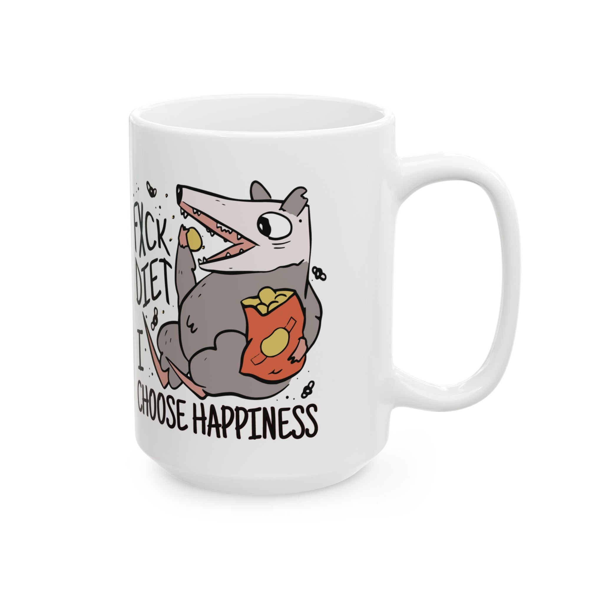 Snackin’ Possum Mug – “Fxck Diet, I Choose Happiness”